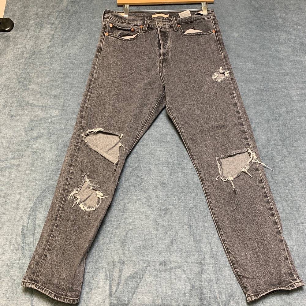 Levi's Jeans Mens 30 Gray Denim Cotton Distressed Skinny Leg Medium Wash Pockets